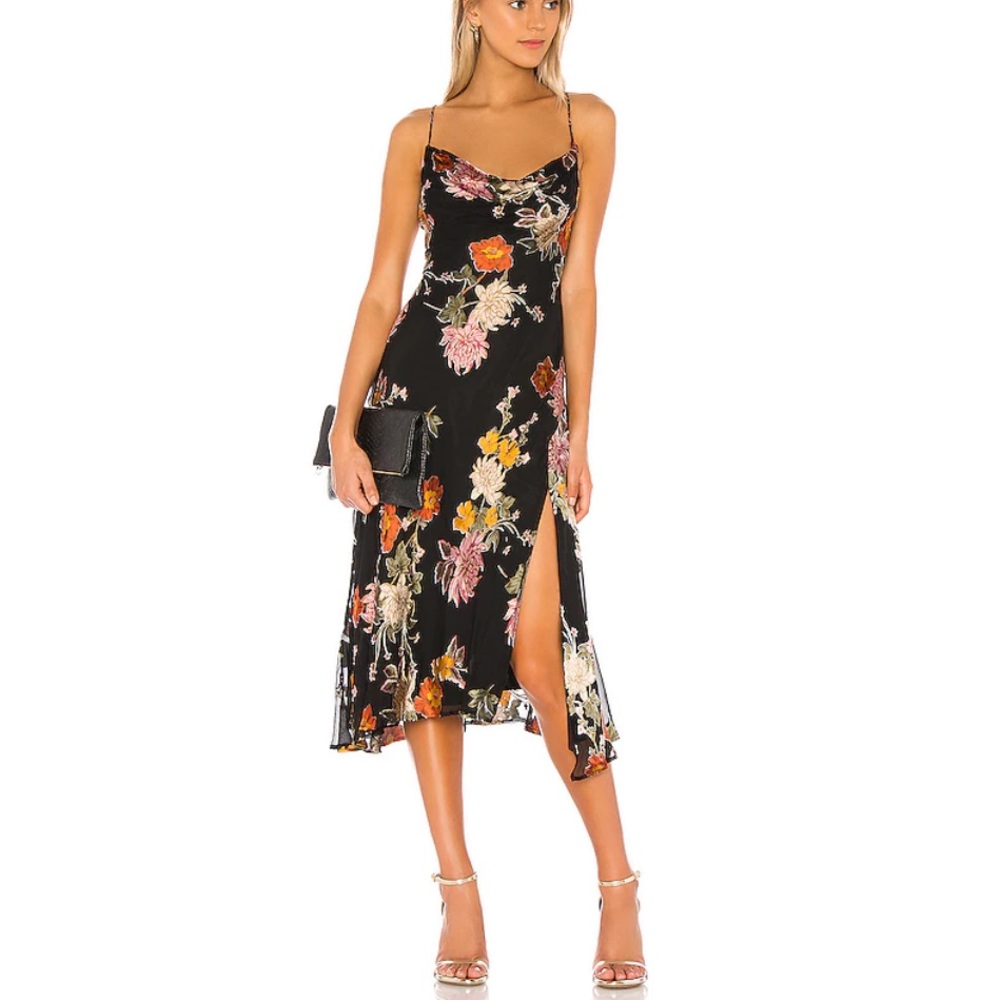 ASTR Gaia Dress in Black Multi Floral